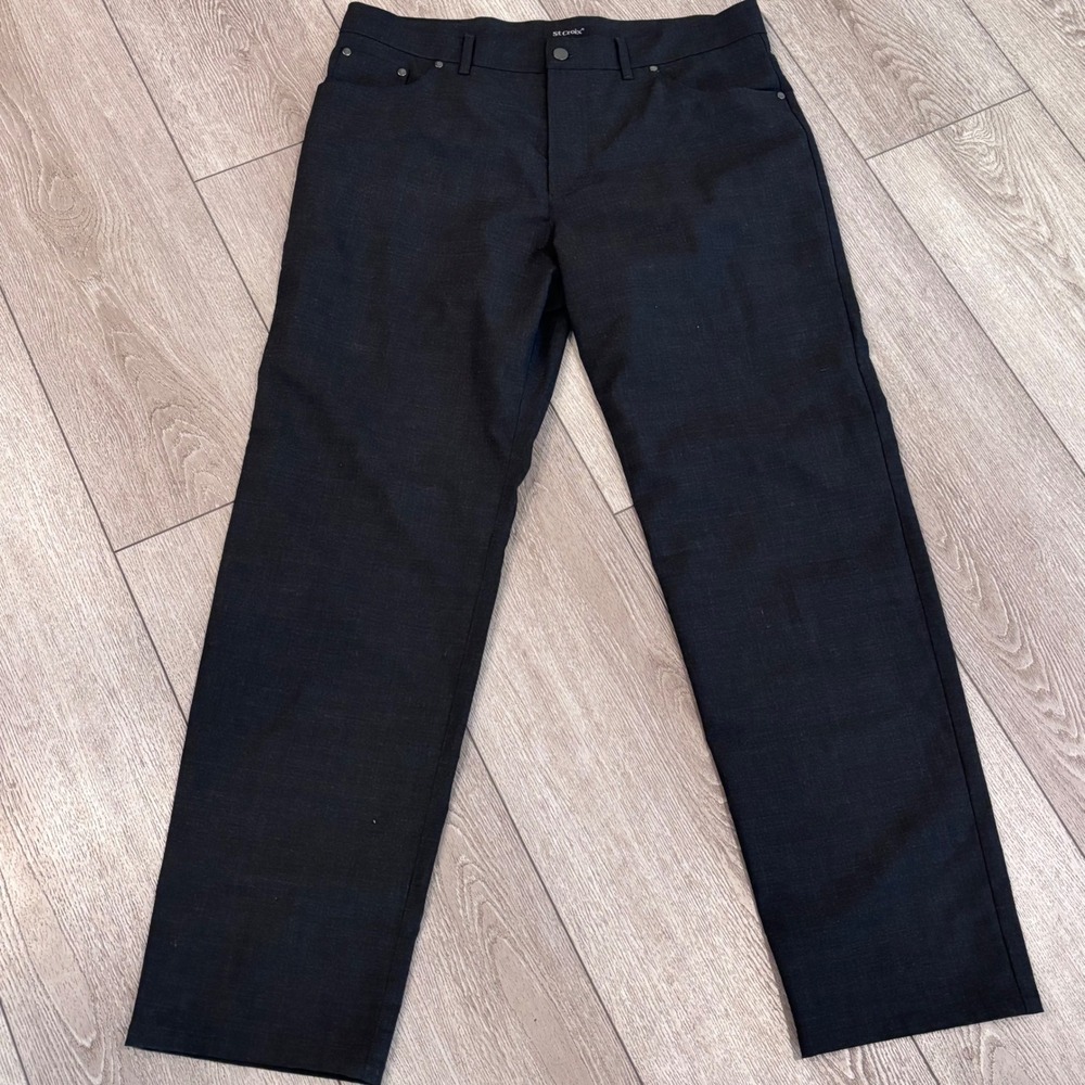 St. Croix Pants Mens 38‎ Black Wool Blend Made in Italy Straight Leg 5 Pocket